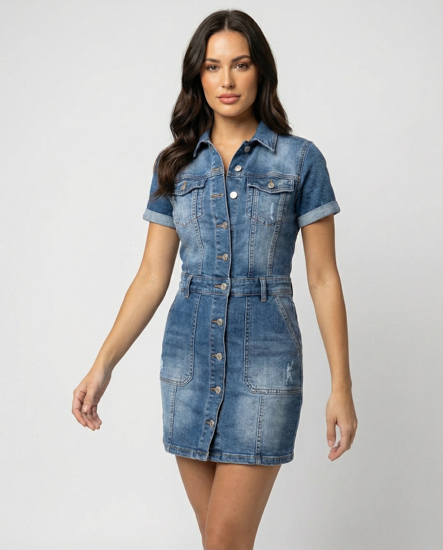 R&B | Ulrike Einreihiges Denim-Kleid