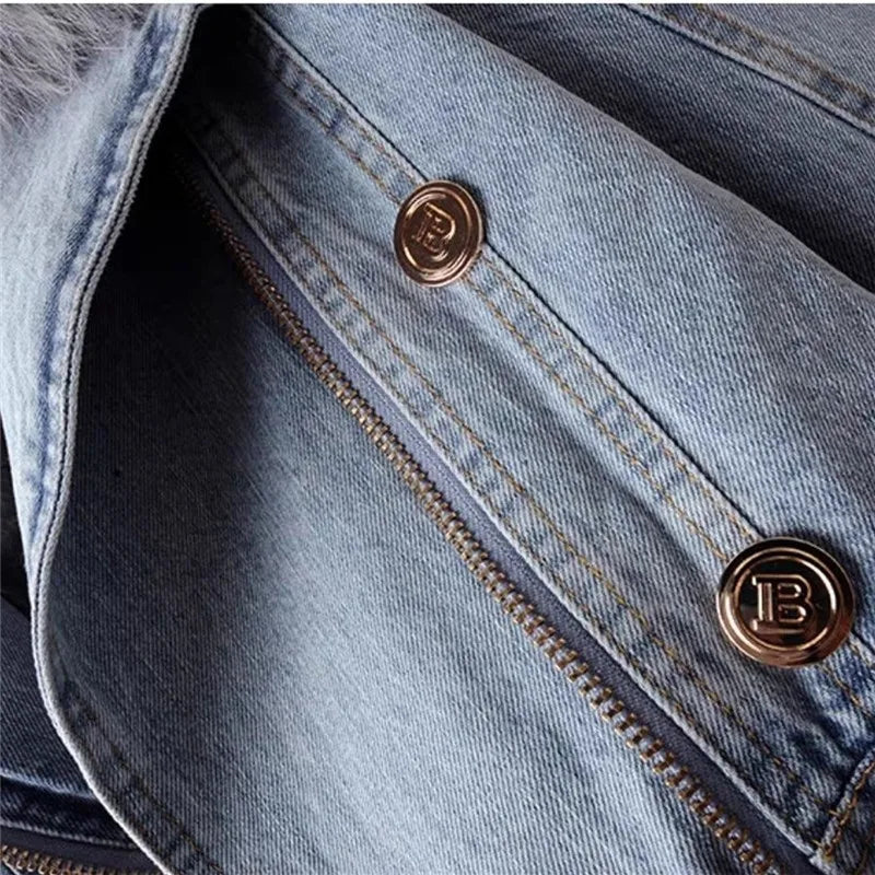R&B | Jeansjacke mit Kunstfellkragen