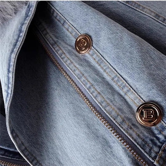 R&B | Jeansjacke mit Kunstfellkragen