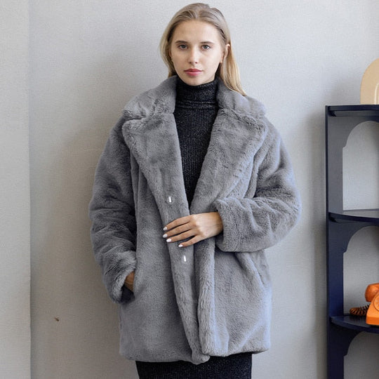 R&B | Damen Eleganter Kunstpelzmantel