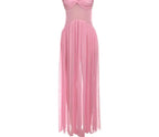 R&B | Patchwork Maxi Kleid Schal Rückenfrei Strapless Rüschen Bankett