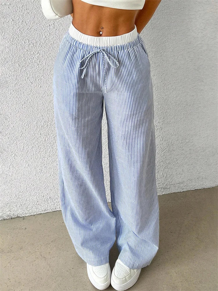 R&B | Gestreifte Hose mit Weitem Bein