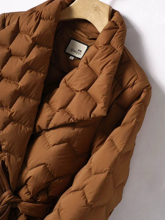 R&B | Damen Gesteppte Jacke Mit Karomuster Und Gürtel