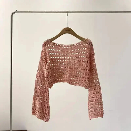 R&B | Langes Gehäkeltes Strickoberteil für Frauen