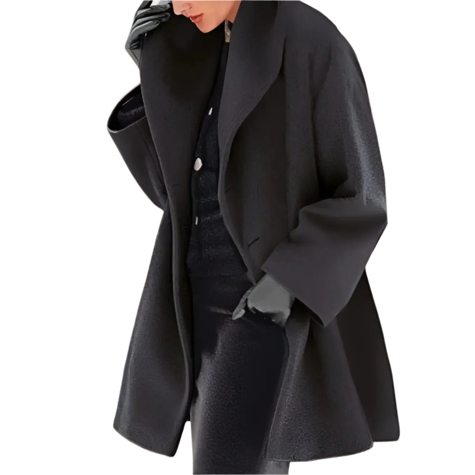 R&B | Eleganter warmer langer Wintermantel mit Knopfverschluss ideal für Herbst/Winter