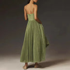 R&B | Grüne Plissierte A-Linie Kleid