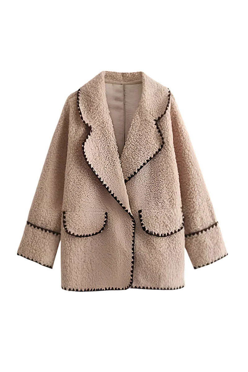 R&B | Croppte Plüschjacke Imitiertes Fell Komfortabel und Trendy
