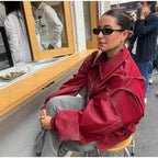 R&B | Vintage-Lederblouson in Übergröße für Damen