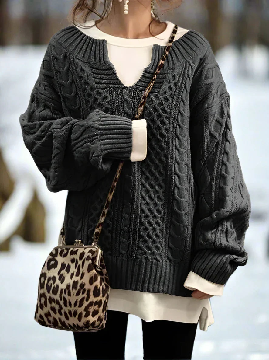 R&B | Wolle Kabelstrickpullover Übergröße Strickpullover
