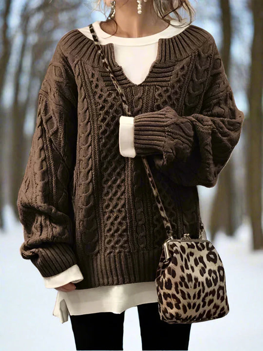 R&B | Wolle Kabelstrickpullover Übergröße Strickpullover