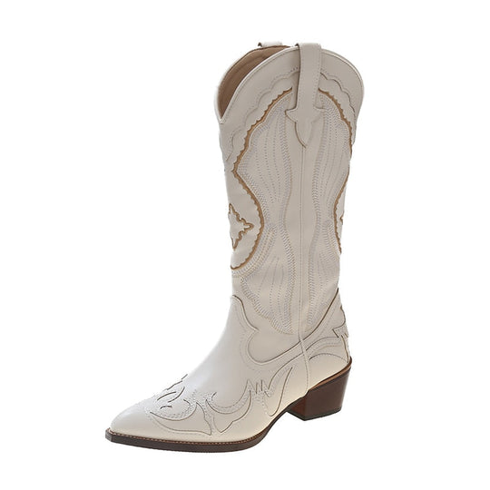 R&B | Weiße Damenstiefel Kniehoch