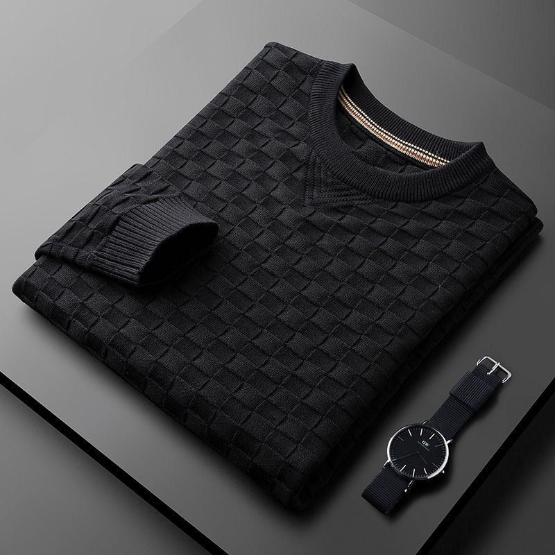 R&B | Stylischer Herbst Waffelstrick Pullover mit Rundhalsausschnitt für Männer