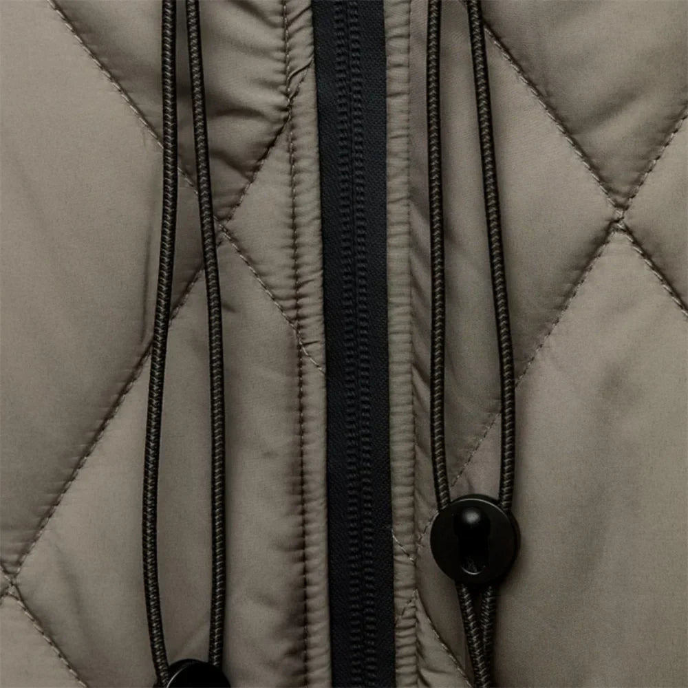 R&B | Lange Steppjacke mit Verstellbarer Kapuze für Frauen Ideal für Den Winter