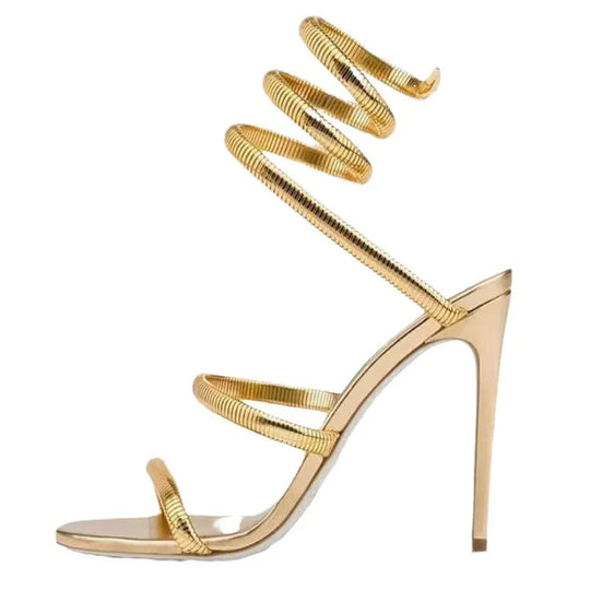 R&B | Eilyken Sommer Straßenstil Knöchelriemen Offene Zehe Schmale Riemen Damen Sandalen Dünne Hohe Absätze Stripper Sexy Bankett Schuhe