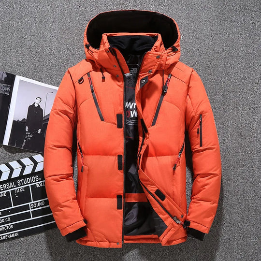 R&B | Herren-Winterjacke - Warme, Schlanke Daunenjacke mit Kapuze