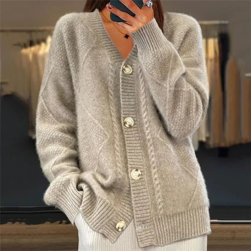 R&B | Strick-Cardigan mit V-Ausschnitt und Knopfleiste für Damen