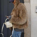 R&B | Stylische und warme Damenjacke aus Plüsch-Imitatfell