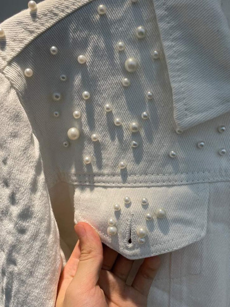 R&B | Jeansjacke - Denim-LiR&Bling mit Stilvoller Perlenverzierung