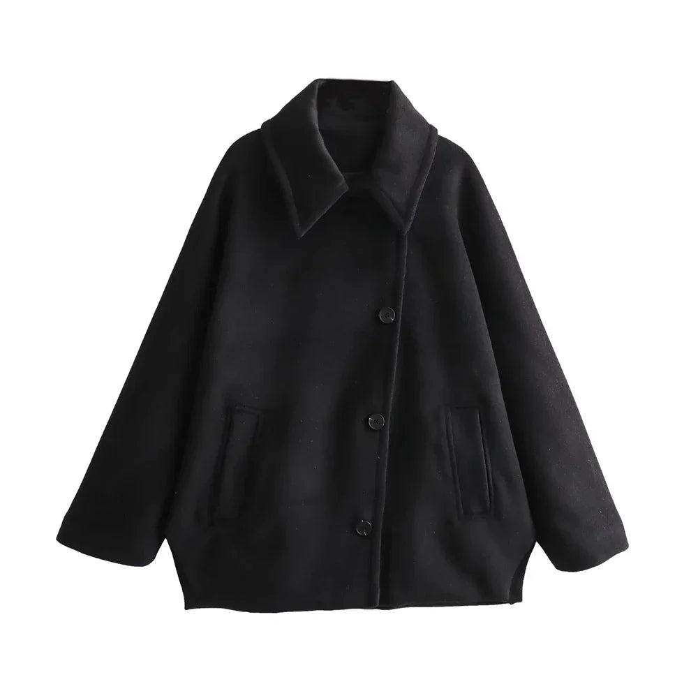 R&B | Elegantes Damen-Cape mit Knöpfen und Wollmischung