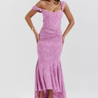 R&B | Gerafftes Korsettkleid mit Tiefem Saum