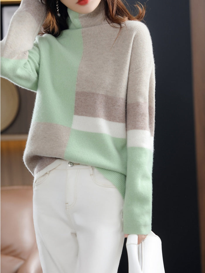R&B | Gemusterter Rollkragenpullover