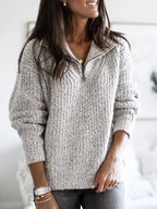 R&B | Halber Reißverschluss Strickwinterpullover