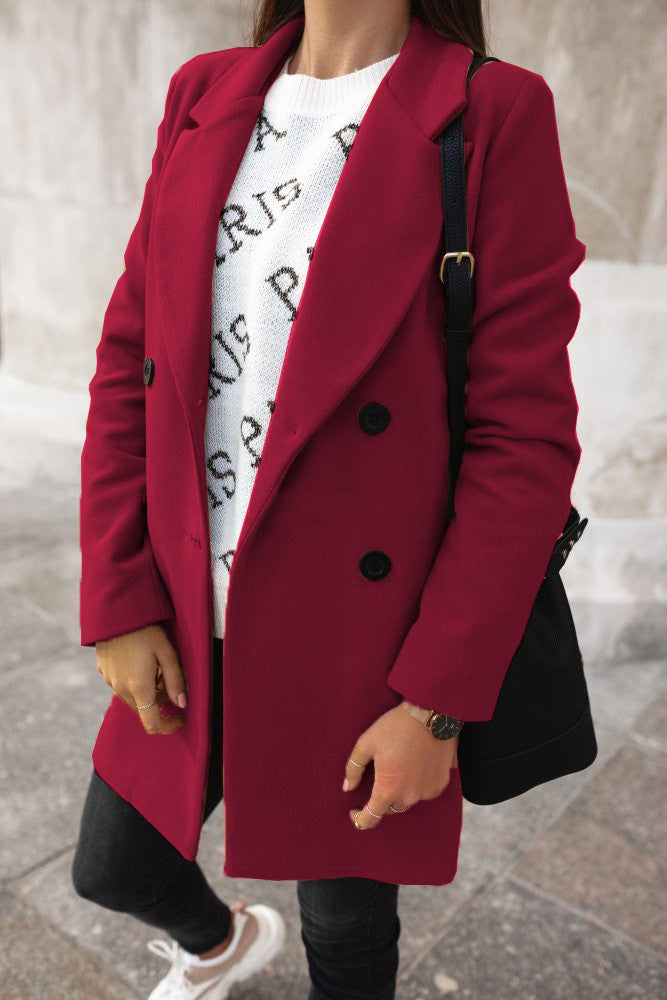 R&B | Schlichte Wolljacke mit Übergeschlagenem Kragen und Langen Knöpfen