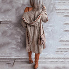 R&B | Eleganter Strickpullover mit Kapuze Im Weinlese Stil