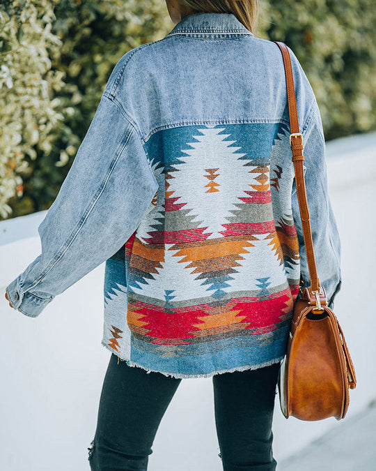 R&B | Aztec Revers Tasche Denim Patchwork Jacke