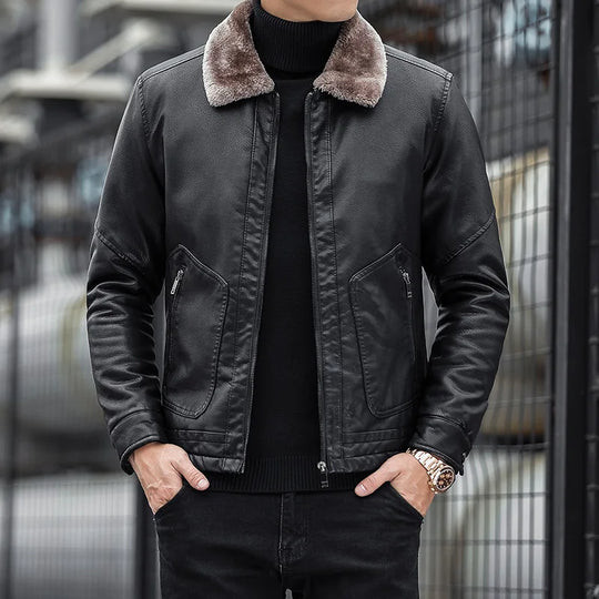 R&B | Leder Herrenjacke mit Kragen