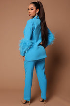 R&B | Blazer mit Federn und Hose Set für Frauen