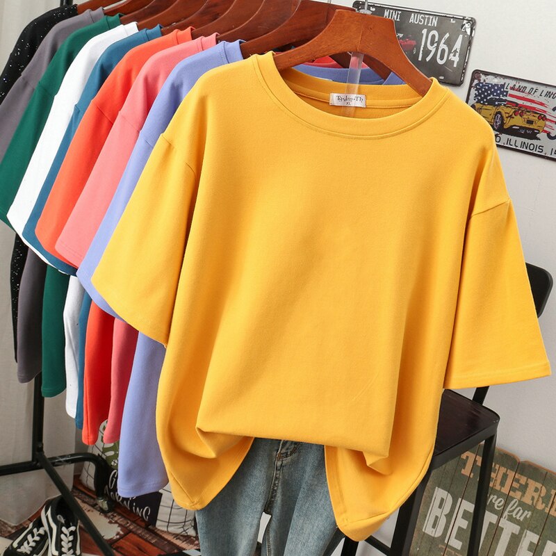 R&B | Oversized Baumwoll-Basic-T-Shirt für Damen
