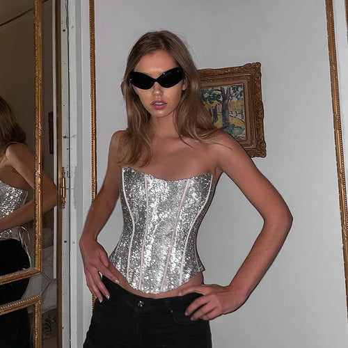 R&B | Korsett Strapless Glitzer Top