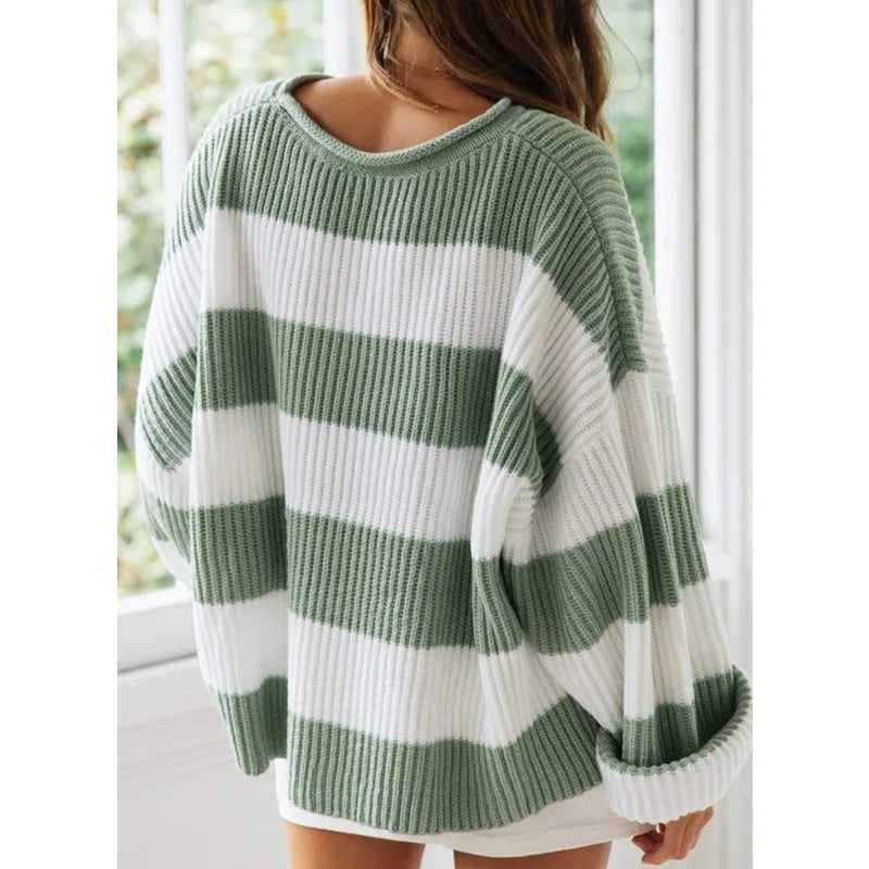 R&B | Sweater - Oversized Gestreifter Strickpullover