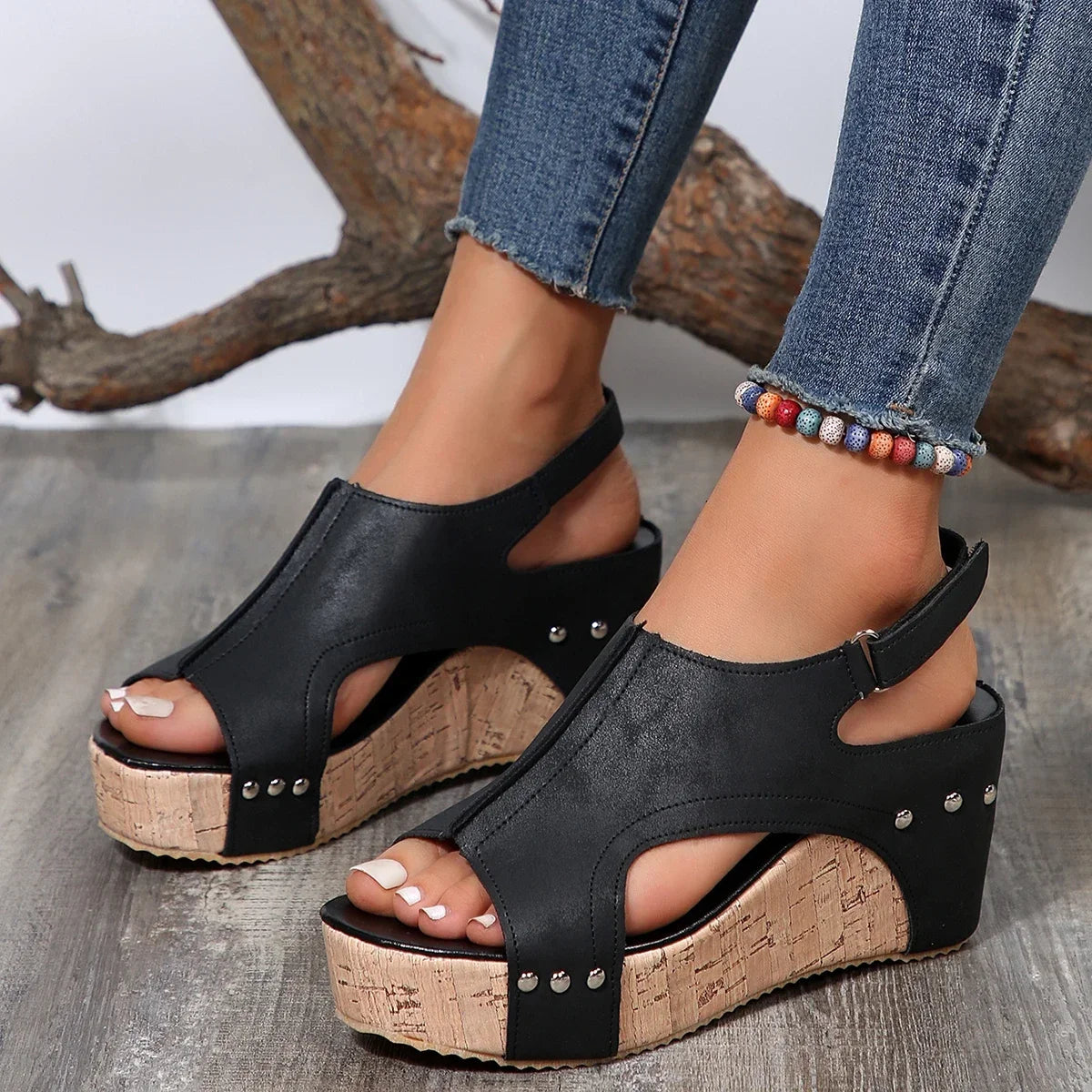 R&B | Orthopädische Keil-Sandalen mit offener Spitze