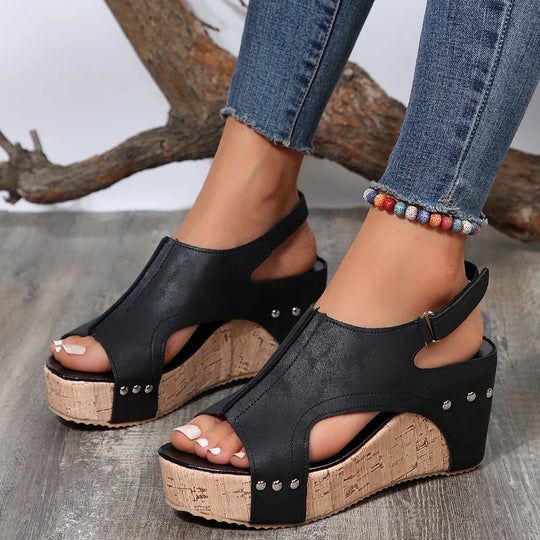 R&B | Orthopädische Keil-Sandalen mit offener Spitze