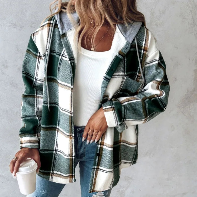 R&B | Gestreifte Kapuzenstrickjacke