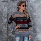 R&B | Weinlese Gestreifter Strickpullover