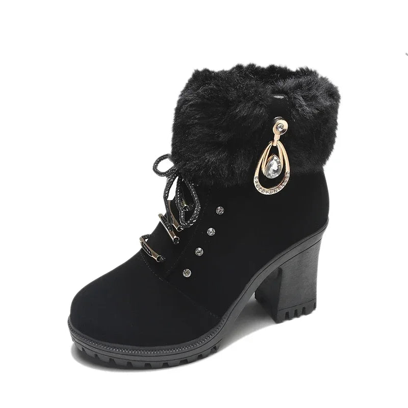 R&B | British Style High Heel Kurzstiefel mit Seitlichem Reißverschluss