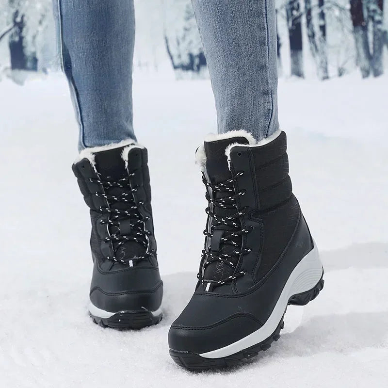 R&B | Plattform Outdoor Schnee Stiefel mit Fleece Warmen Knöchel Keil