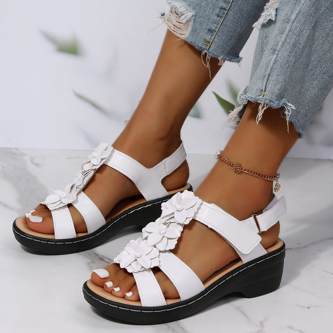R&B | Orthopädische Sandalen mit Schwarzen Blumen