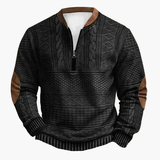 R&B | Strickpullover mit Zopfmuster und Viertelreißverschluss - Modischer Freizeitpullover für Herbst und Winter