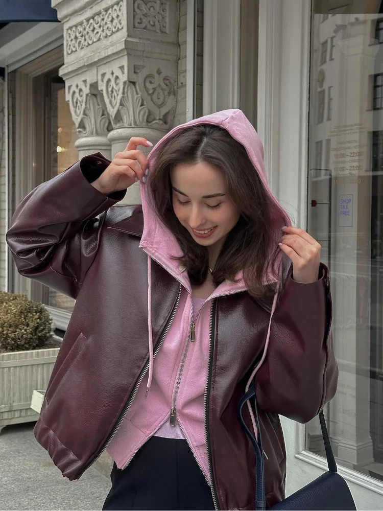 R&B | Leder Damenjacke mit Reverskragen