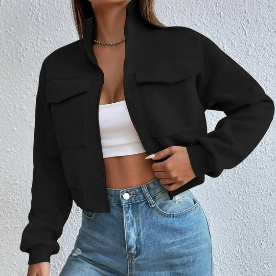 R&B | Stilvolles Zip Up Crop Top