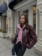 R&B | Leder Damenjacke mit Reverskragen