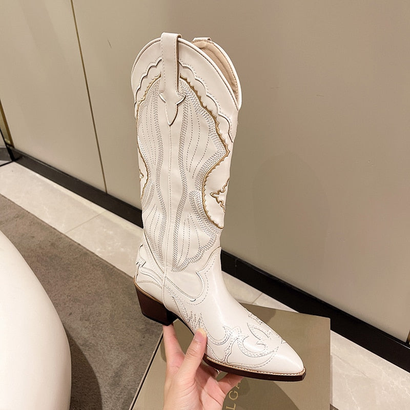 R&B | Weiße Damenstiefel Kniehoch