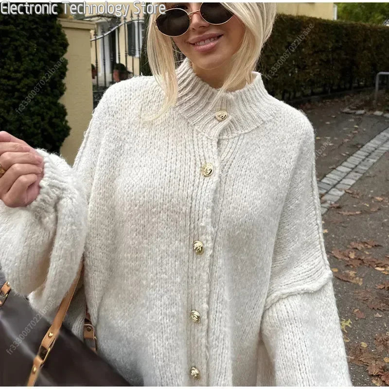 R&B | Eleganter Strick-cardigan mit Knöpfen Wolle/acryl Komfortabel und Stilvoll