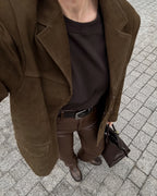 R&B | Weite Wildlederjacke mit retro Samt-Revers Loise