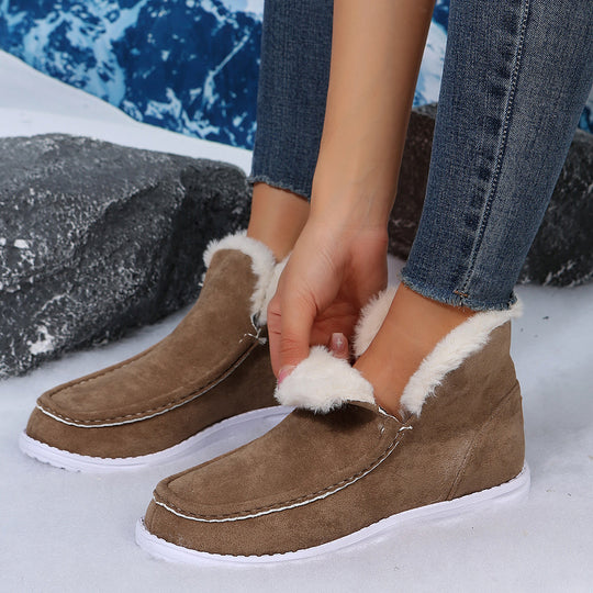 R&B | Bequeme Kurze Stiefel mit Plüschigem Fell und Flachen Sohlen für Frauen