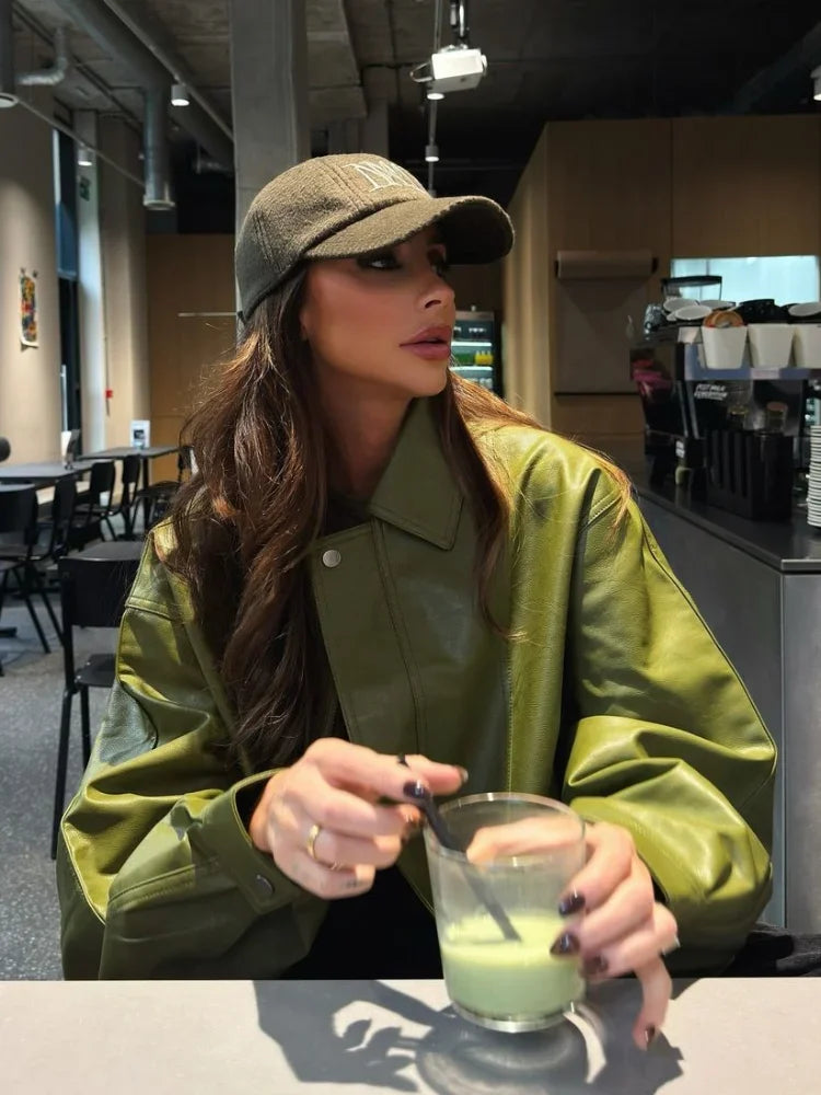 R&B | Trendy Übergröße PU-Lederjacke